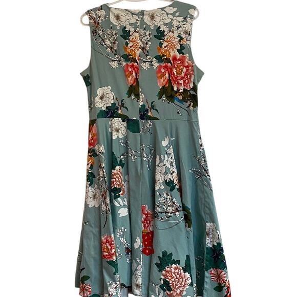 Grace Karin Women's XL Sleeveless Floral Fit and Flare Dress Teal Multicolor - Picture 6 of 8